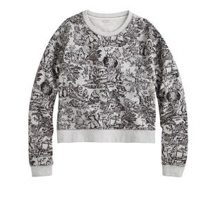 J. Crew Black and White Toile Crew Neck Sweater